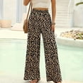 thumbnail image 2 of Women's Leopard Print Palazzo Pants - Elastic Waist Wide Leg Casual Trousers with Drawstring | Yubnlvae (Gold | L), 2 of 8