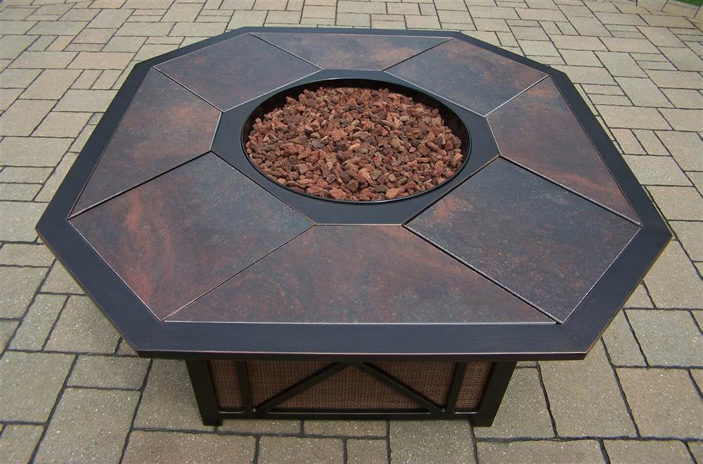 Outdoor Fire Octagon Fire Pit Table Allen Roth Gas Fire Mosaic