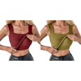 thumbnail image 1 of (2-Pack) Rinsvye Womens Seamless Compression Tank Top Slimming Square Neck Fitness Shirt Body Workout Top Wicking Sportswear, 1 of 5
