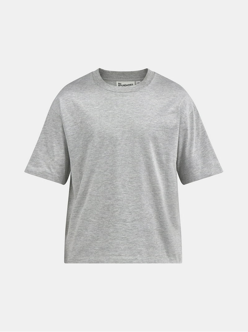 No Boundaries Cotton Oversized Cropped Tee with Short Sleeves