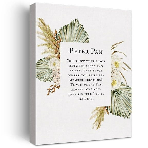 Peter Pan Quote Flowers Print Canvas Wall Art Home Decor You Know That Place Between Sleep and Awake Painting Canvas Poster Framed Ready to Hang