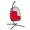 thumbnail image 1 of Costway Chaise Oeuf Suspendue Pliante avec Support Coussin Doux Oreiller Balançoire Hamac Rouge, 1 of 10
