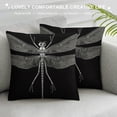 thumbnail image 3 of COMIO  Dragonfly Pillow Case Black White Insect Dragonflies Wings Nature Throw Pillow Cover Decorative Square Cushion Canvas for Women Men Sofa Bed, 3 of 5