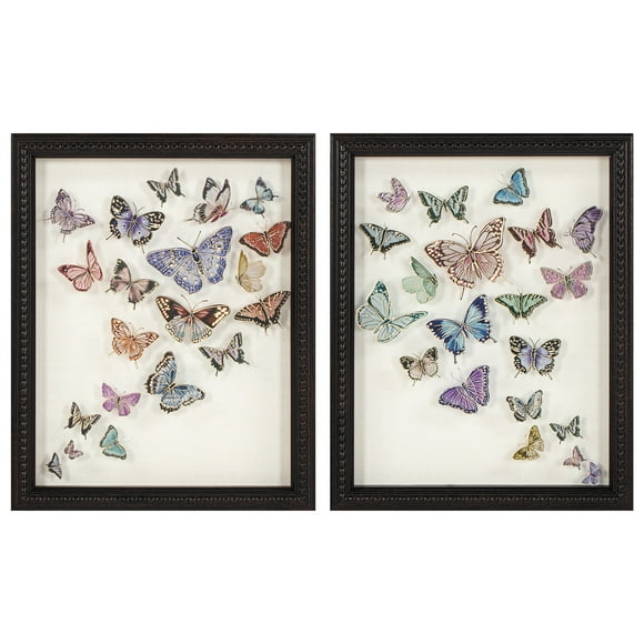 Set of Two Framed Under Glass Butterflies 8x10