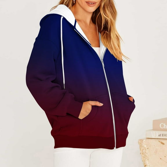 Babysbule Winter Coats for Women Women Fashion Printed Blouse Long Sleeve Tops Sweatshirt Pockets Hoodied Tops