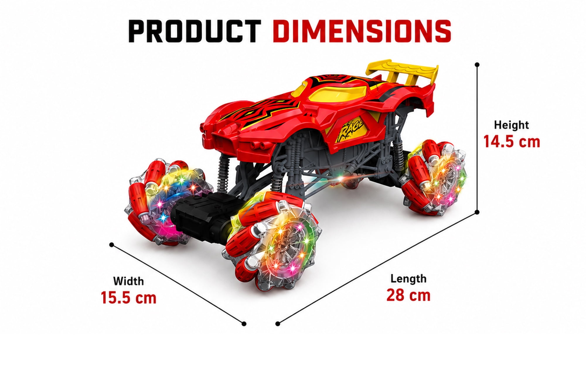 Remote Control Stunt Car for Kids, 1:16 4WD RC Monster Truck with 360° Spin, Sideways Drift, Omnidirectional Wheels