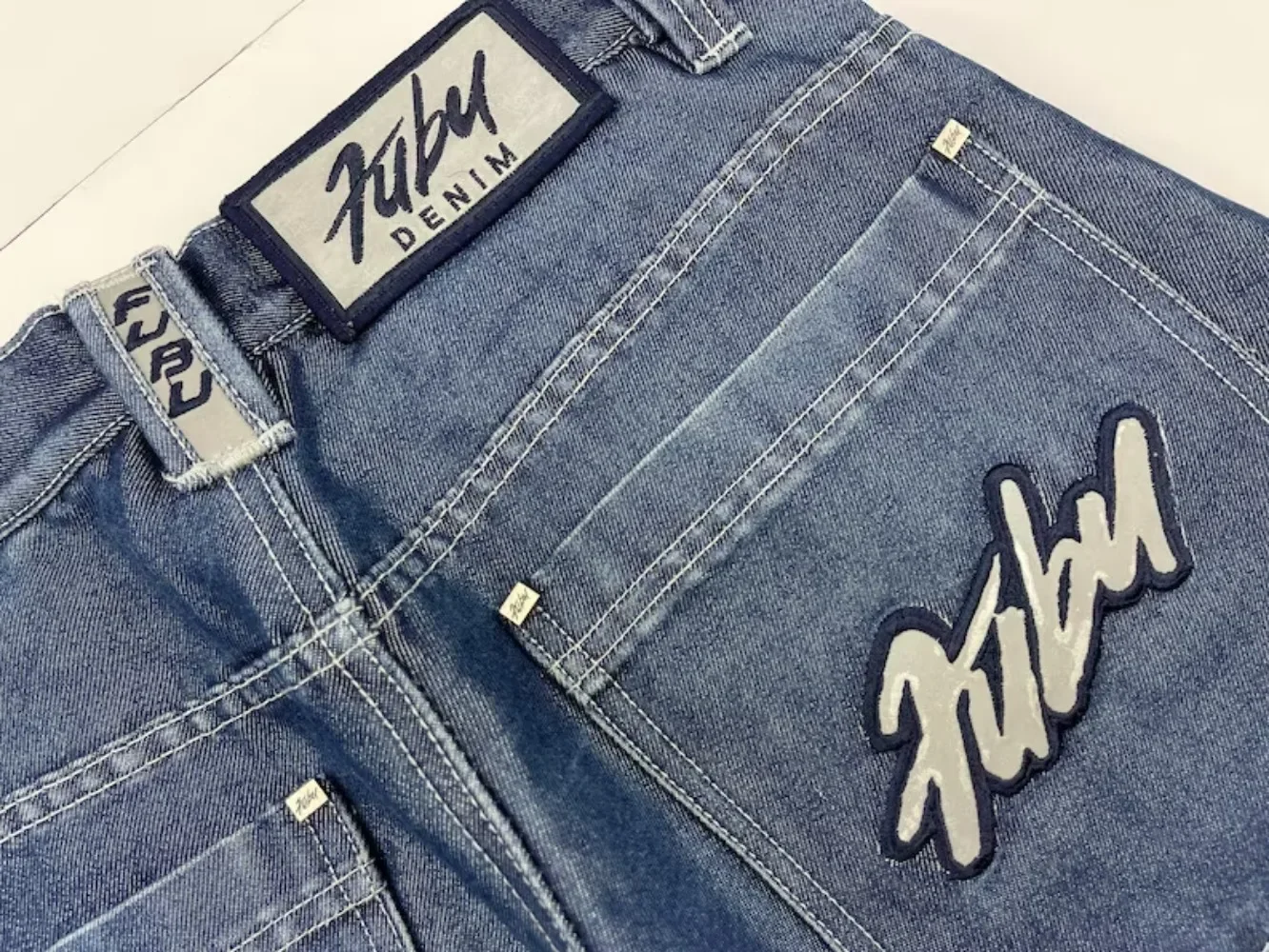FUBU Jeans Men Y2K Hip Hop Letter Graphics Vintage Baggy