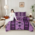 thumbnail image 6 of Manfei Western Aztec Bedding Sets Twin with Comforter, Tribal Cactus Comforter Sets Twin Size, Purple Geometric Reversible Down Comforter, Microfiber Room Decor, 2 Pieces, 6 of 8