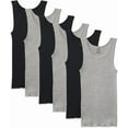 thumbnail image 3 of Fruit of The Loom Men's 100% Cotton A-Shirts Tank Tops Undershirts (Black & Grey, Small), 3 of 3