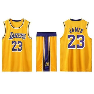 LEBRON JAMES "23" NBA JERSEY SLEVELESS SHIRT Black GOLD LOS  ANGELES LAKERS Med
