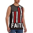 thumbnail image 2 of Pofeuu USA Flag Cross Print Men's Muscle T-Shirt, Sleeveless, Muscle Tank, Classic Muscle Tee Top For Men Casual Sleeveless Muscle T-Shirt Trendy Clothes-Large, 2 of 7