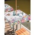 thumbnail image 2 of Outdoor Tablecloth with Umbrella Hole for Patio/Picnic/Party/Camping, Watercolor Flowers Waterproof Table Cloth Square Cover Washable, Spring Hummingbird Butterflly Floral (60"x 60"), 2 of 8