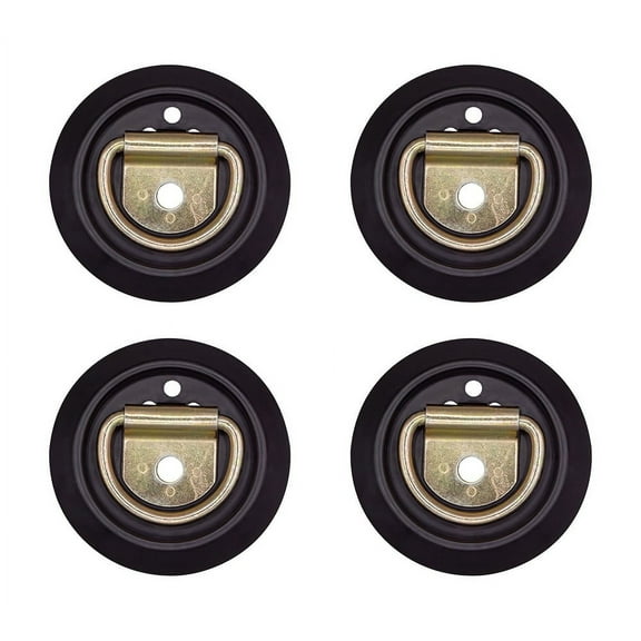 4 Pack Flush Mount D-Ring Tie-Downs with Plastic Pan Fittings - 1000 Working Load Limit - Recessed D-Ring Tie Down Anchor for Flatbed Trailer Truck RV Cargo