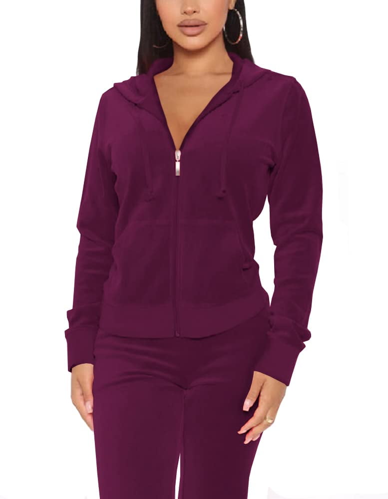 J. METHOD Women's Tracksuit Set 2 Piece Outfit Velour Velvet