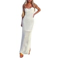 thumbnail image 4 of Genuiskids Genuiskids Women Sexy Bodycon Dress Tube Sleeveless Hollow Out Knit Long Dress with Solid Color Adjustable Straps Summer Clothing Night Out Club Party Streetwear, 4 of 9