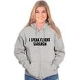 thumbnail image 3 of I Speak Fluent Sarcasm Humor Unisex Fleece Graphic Zip Up Hoodie Brisco Brands 4X, 3 of 5