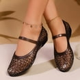 thumbnail image 6 of Jelly Mesh Ballet Flats for Women Fishnet PVC Clear Hollow Jellies Sandals Comfortable Beach Ballerina Flats Shoes Black 8.5, 6 of 7