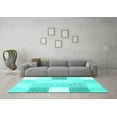 thumbnail image 3 of Ahgly Company Indoor Rectangle Checkered Turquoise Blue Modern Area Rugs, 7' x 10', 3 of 4