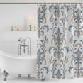 thumbnail image 4 of Blue Tan Flower Waterproof Fabric Shower Curtain,Abstract Vintage Ethnic Tribal Boho Waterproof Fabric Shower Curtain for Bathroom Curtains Bathtubs Hotel Shower Curtains with 12 Hooks Long 72x78in, 4 of 8