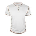thumbnail image 2 of ZunFeo Classic White Mens Cotton Henley Shirt - Soft Breathable Knit Short Sleeve Tee with Contrast Stitching, Casual Button Henley Top,Size 2XL, 2 of 5