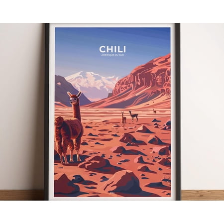 CHILI Poster Chile Travel Poster Chile Art Print Chile Poster Chile in South America izable Gift, 8x12 UNFRAMED