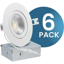 LED 4-Inch Gimbal Recessed Slim Pot Lights with Junction Box, Dimmable 9W 850LM, Damp Rated LED Ceiling Downlight, 5CCT (2700K/3000K/3500K/4000K/5000K) Color Switchable, CETL/ETL (Pack of 6)