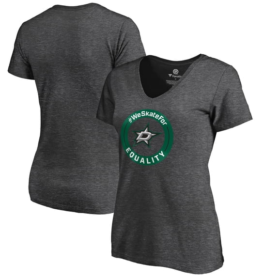 Women's Heather Gray Dallas Stars #WeSkateFor V-Neck T-Shirt