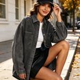 thumbnail image 5 of Tqcoqu Womens Lapel Collar Denim Shirt Jacket, Oversized Loose Fit Long Sleeve Shacket with Pockets, 2026 Fall Trendy Denim Clothes, 5 of 10