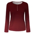 thumbnail image 3 of T-shirts pour Femmes à Manches Longues Tuniques pour Femmes Hauts d'Automne Mode Imprimé Couleur Col Carré T-Shirts Mignons Rouge 2TG, 3 of 4