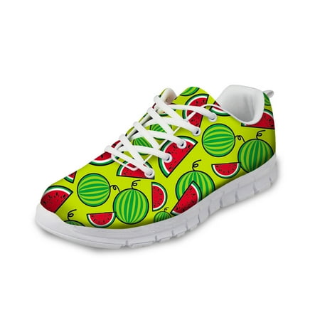 

3D Printing Watermelon Women Casual Sneaker Lightweight Customized Fruit Pattern Mesh Shoes Breathable Lacing Shoes