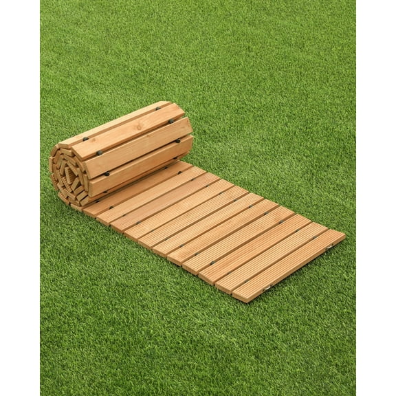 VEVOR Wooden Garden Pathway, 8ft x 17 in, Non-Slip Straight Garden Walkway, Roll Out Cedar Outdoor Walkway Path, Decorative Garden Paver for Backyard