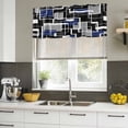 thumbnail image 4 of 2 Pack Valances for Window, Navy Blue Black Geometric Short Curtains for Kitchen Bedroom Living Room, Modern Color Block Abstract Rod Pocket Small Window Treatment Valance Drapes 42 x 18 Inch, 4 of 8