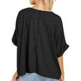 thumbnail image 4 of Lovskoo Summer Tops for Women 2024 Square Neck Short Sleeve Solid Color Oversized Tops Basic Casual Loose T Shirt Black, 4 of 8