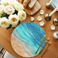 thumbnail image 2 of Round Placemats Ocean Wave 15 inch Set of 4 Table Mats for Dining Table Ombre Turquoise Beach Heat Resistant Non-Slip Kitchen & Home Decorative Place Mat Set, 2 of 7