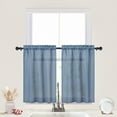 thumbnail image 1 of Coolmee Rustic Farmhouse Linen Blend Crude Window Curtain Valances for Living Room, Blue, 26 x 30 inch 2 Panel, 1 of 7