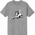 thumbnail image 3 of Gaming Cat Chasing Computer Mouse Adult Heather Gray Crew Neck Short Sleeve Tee-Medium, 3 of 4