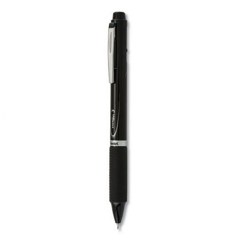 EnerGel 3 Multi-Color Gel Pen, Retractable, Fine 0.5 mm, Black/Blue/Red Ink, Black Barrel