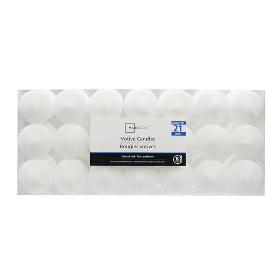 Mainstays 21PK Unscented White Votive Candles