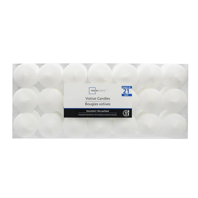 Mainstays 21PK Bougies votives blanc, non parfumé