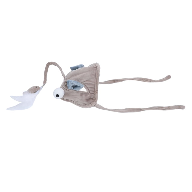 Varita Para Burlarse De Gatos Con Cabeza, Sombrero De Teaser Para Gatos Adorable Y Transpirable Con Forma De Gris, Juguete Interactivo Cómodo Para Cuellos De 24-30cm