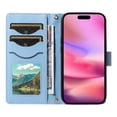 thumbnail image 7 of Allytechgroup iPhone 16 Case Wallet, Premium PU Leather Cards Slots Hand Wrist Shoulder Strap Flip Cover Stand Protective Phone Case for Apple iPhone 16, Blue, 7 of 7