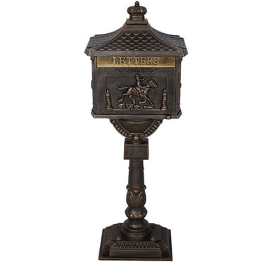 BARONAGE Cast Aluminum Mail Box, Postal Box , Mailbox and Post Kit，Mailbox Color Bronze