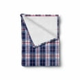 thumbnail image 2 of Checkered Soft Flannel Fleece Throw Blanket, Classical Vintage Design with Vibrant Colors Scottish Tartan Tile, Cozy Plush for Indoor and Outdoor Use, 60" x 80", Maroon Royal Blue White, by Ambesonne, 2 of 6