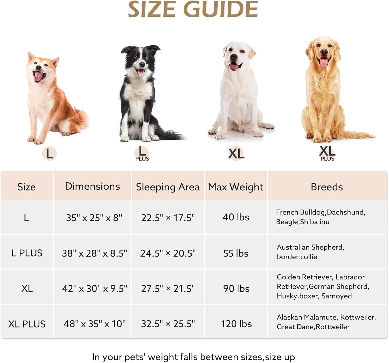 Extra Large Orthopedic Dog Beds Large Sized Dog, Extra Thick Supportive Big Dogs Bed with Sides and Waterproof Lining, Ultra Soft Pet Bed Sofa, Brown, 48''x35''