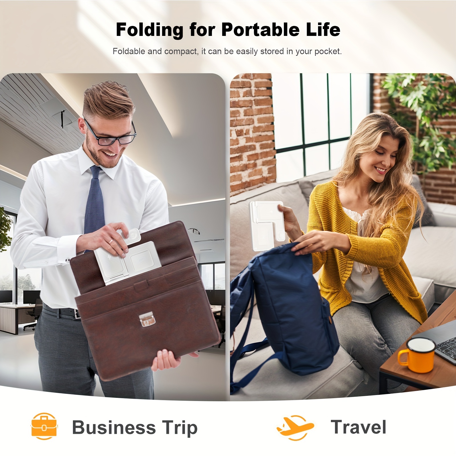 [Fast Wireless Charger] Fast 3-in-1 Portable Wireless Charger | Foldable Charging Station with Adapter - for iPhone 16 15 14 13 12 11 Pro Max/Pro/Mini/Plus, iWatch 9 8 7 6 5 4 3 2 Se, Airpods 3 2 Pro