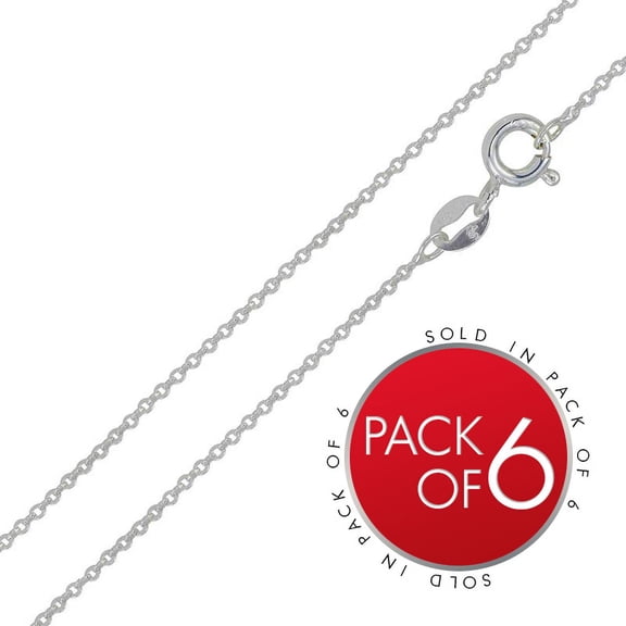 925 Sterling Silver Diamond-Cut Forzatina Link 025 Chain 1.4mm 6-Pack Italy 18" Jewelry Female