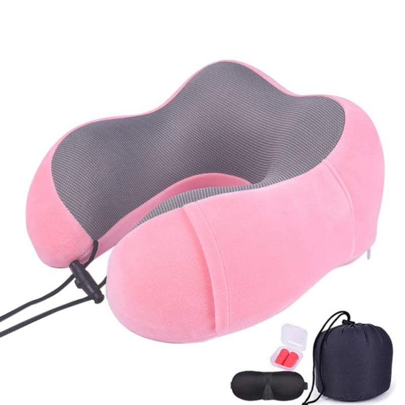 Travel Pillow Glymnis Memory Foam Neck Pillow Ergonomic Comfortable with Handy Travel Bag Sleep Mask and Earplugs for Airplane Car Office Home
