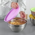 thumbnail image 4 of 7X Mixing Bowls Salad Bowl Mirror Finish Rice Cereal Bowl Space Snack Cereal Food Storage Basin Kitchen Dining Cooking Tableware White Lid, 4 of 8