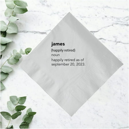 50pcs Custom Beverage Napkin Retirement Party Favors, Personalized Retirement Napkin, Printed Retirement Party Napkins, Personalized Paper Napkins - Cocktail Napkins, Party napkins for reception