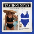 thumbnail image 4 of Olaglory Bikini Sets for Women High Waisted Tummy Control Swimsuit for Women 2 Piece Summer Beach U-Wire Cutout Popular Textured Bathing Suit for Women 2026, Blue, 4 of 7